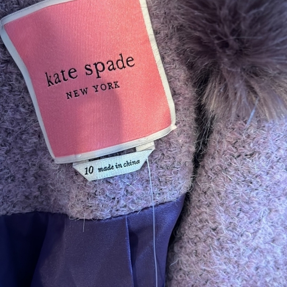 NWT Kate Spade Fur collar coat purple - Picture 11 of 12